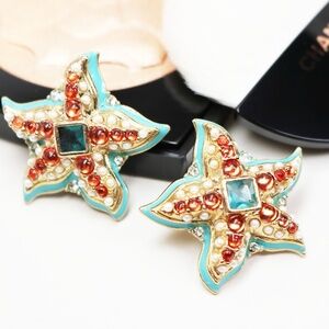 KENNETH JAY LANE RARE BLUE STARFISH EARRINGS